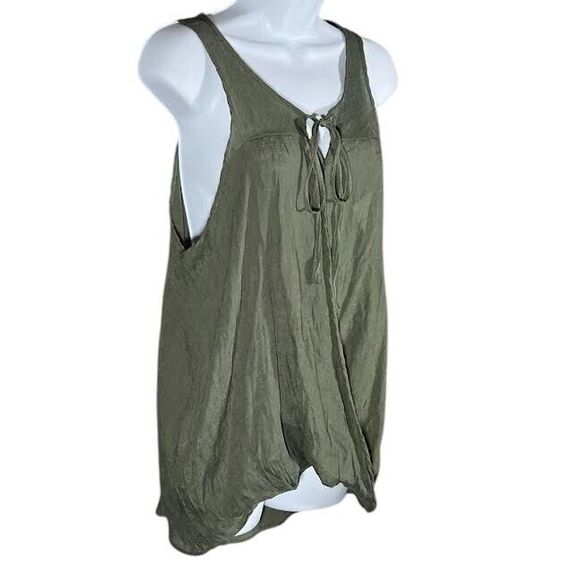 Fashion Nova Blouse Women's Sz L Olive Green Hi-Lo Hem Tank Top Lightweight - Picture 5 of 13